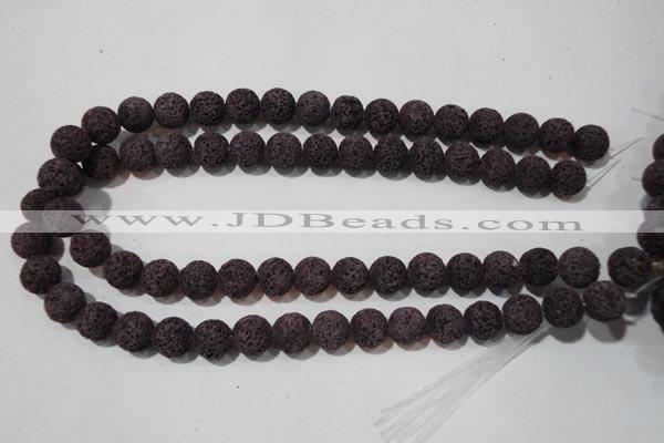 CLV478 15.5 inches 12mm round dyed purple lava beads wholesale