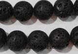 CLV487 15.5 inches 14mm round black lava beads wholesale