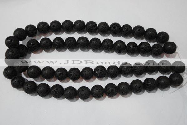 CLV487 15.5 inches 14mm round black lava beads wholesale