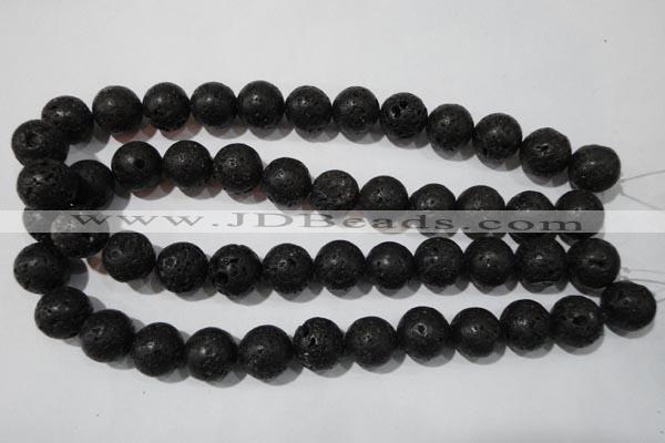 CLV488 15.5 inches 16mm round black lava beads wholesale