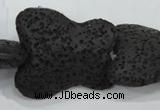 CLV52 15 inches 25*30mm butterfly-shaped black natural lava beads