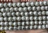 CLV530 15.5 inches 6mm round plated lava beads wholesale