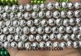 CLV531 15.5 inches 6mm round plated lava beads wholesale