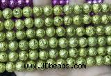 CLV535 15.5 inches 6mm round plated lava beads wholesale