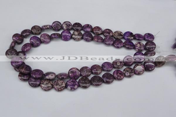 CMB30 15.5 inches 14mm flat round dyed natural medical stone beads