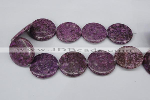 CMB34 15.5 inches 40mm flat round dyed natural medical stone beads