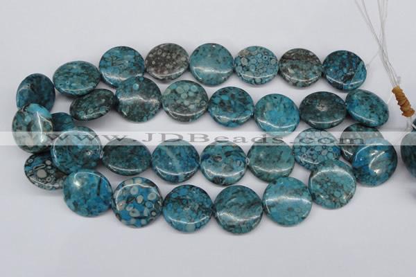 CMB44 15.5 inches 25mm flat round dyed natural medical stone beads