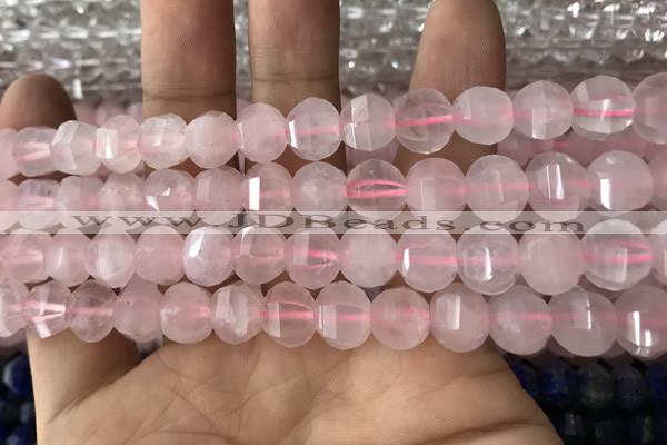 CME201 15.5 inches 7*9mm - 8*10mm pumpkin rose quartz beads