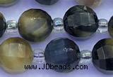 CME352 15 inches 8mm pumpkin golden & blue tiger eye beads