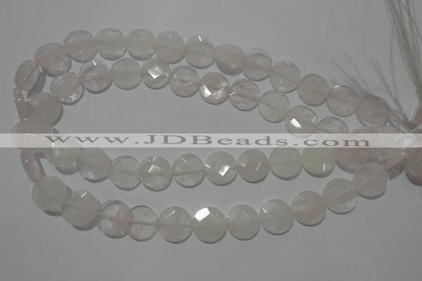 CME50 15.5 inches 15mm faceted coin rose quartz gemstone beads