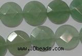 CME52 15.5 inches 15mm faceted coin green aventurine gemstone beads