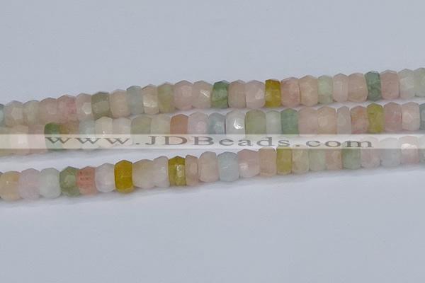 CMG218 15.5 inches 6*11mm faceted rondelle morganite beads