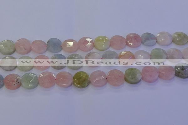 CMG254 15.5 inches 12mm faceted coin morganite beads