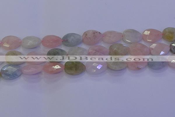 CMG273 15.5 inches 12*16mm faceted flat teardrop morganite beads