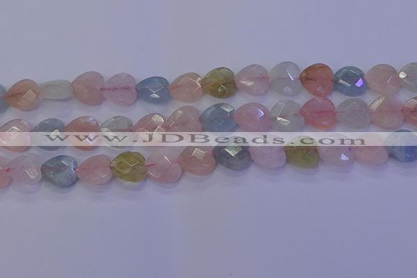 CMG283 15.5 inches 10*10mm faceted heart morganite beads