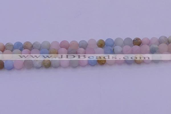 CMG302 15.5 inches 8mm round matte morganite beads wholesale