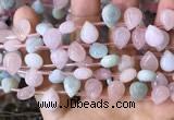 CMG355 Top drilled 9*12mm flat teardrop natural morganite beads