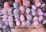 CMG356 Top drilled 10*14mm flat teardrop natural morganite beads