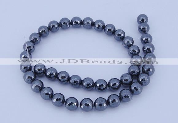 CMH06 16 inches 12mm faceted round magnetic hematite beads