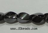 CMH151 15.5 inches 5*8mm twisted rice magnetic hematite beads