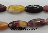 CMK131 15.5 inches 10*20mm faceted rice mookaite beads wholesale