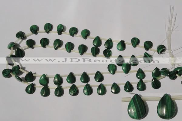 CMN321 Top-drilled 10*14mm flat teardrop natural malachite beads