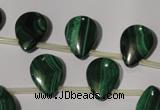 CMN322 Top-drilled 12*16mm flat teardrop natural malachite beads