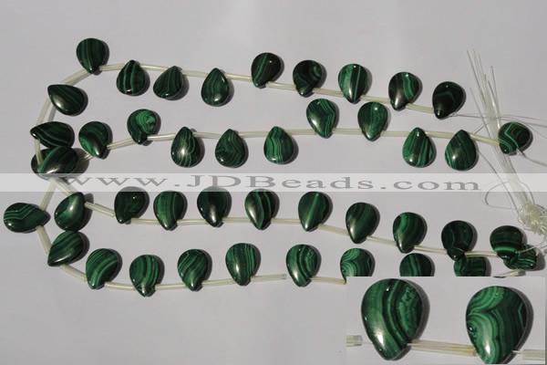 CMN323 Top-drilled 13*18mm flat teardrop natural malachite beads