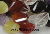 CMQ08 15*20mm twisted faceted teardrop multicolor quartz beads