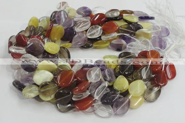 CMQ12 15*20mm twisted flat teardrop multicolor quartz beads