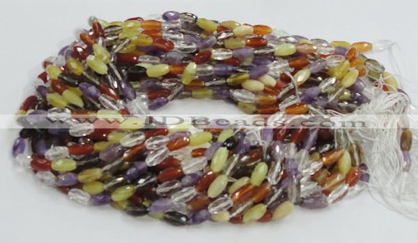 CMQ25 15.5 inches 6*12mm faceted rice multicolor quartz beads