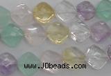 CMQ254 15.5 inches 10*10mm faceted diamond multicolor quartz beads