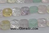 CMQ256 15.5 inches 10*10mm faceted square multicolor quartz beads