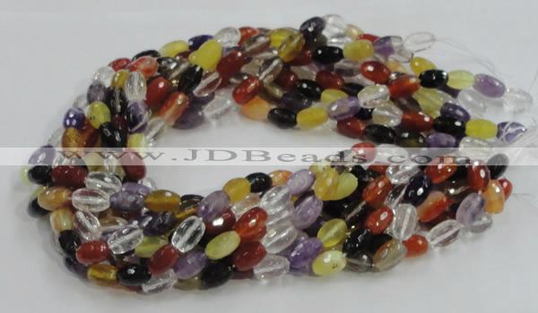 CMQ26 15.5 inches 8*12mm faceted rice multicolor quartz beads