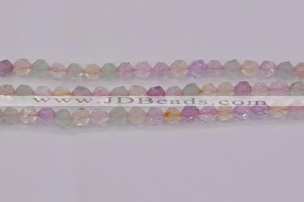 CMQ368 15.5 inches 10mm faceted nuggets mixed quartz beads