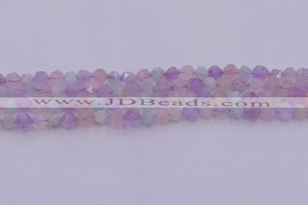 CMQ381 15.5 inches 6mm faceted nuggets mixed quartz beads