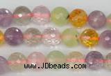 CMQ53 15.5 inches 10mm faceted round multicolor quartz beads