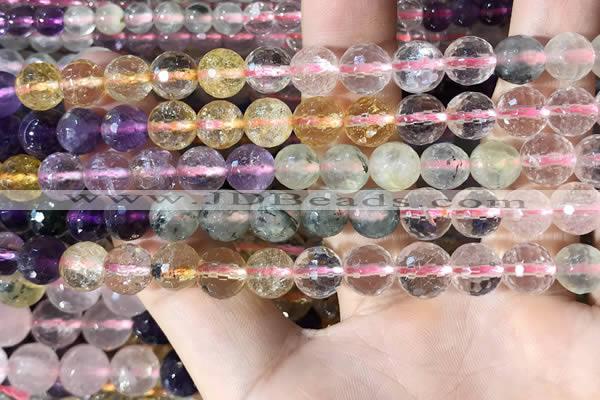 CMQ544 15.5 inches 8mm faceted round colorfull quartz beads