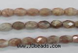 CMS100 15.5 inches 6*9mm faceted rice moonstone gemstone beads