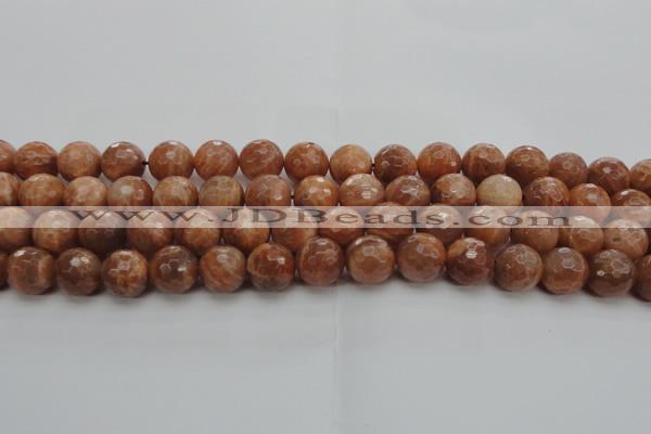 CMS1015 15.5 inches 12mm faceted round AA grade moonstone beads