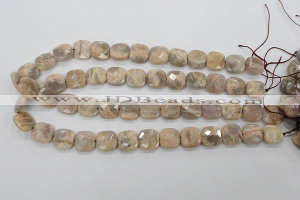 CMS109 15.5 inches 15*15mm faceted square moonstone gemstone beads