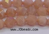 CMS1132 15.5 inches 8mm faceted nuggets peach moonstone beads