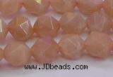 CMS1133 15.5 inches 10mm faceted nuggets peach moonstone beads