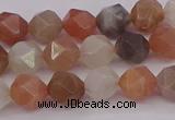 CMS1137 15.5 inches 8mm faceted nuggets rainbow moonstone beads