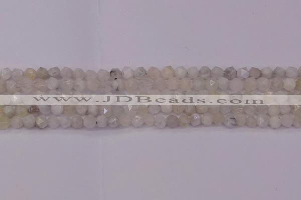 CMS1153 15.5 inches 6mm faceted nuggets white moonstone beads