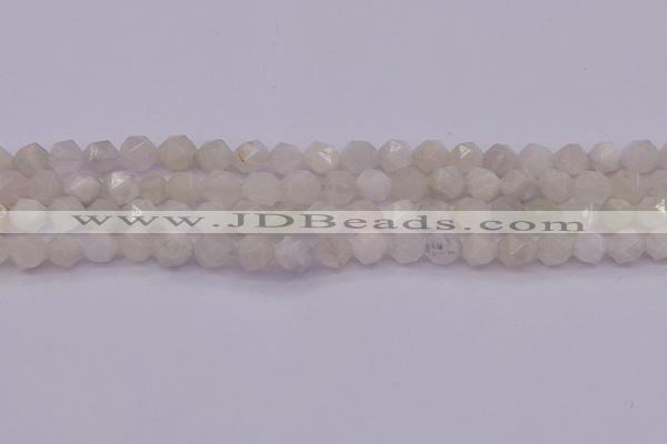 CMS1154 15.5 inches 8mm faceted nuggets white moonstone beads