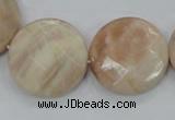 CMS116 15.5 inches 25mm faceted coin moonstone gemstone beads