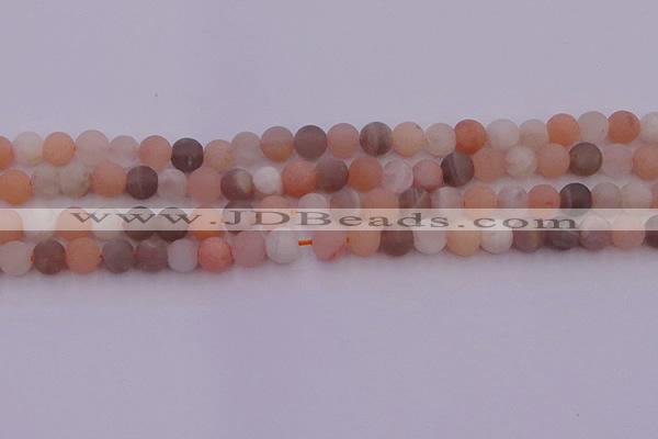 CMS1160 15.5 inches 6mm round matte rainbow moonstone beads