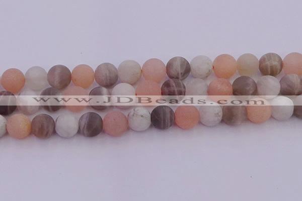 CMS1162 15.5 inches 10mm round matte rainbow moonstone beads