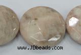 CMS117 15.5 inches 30mm faceted coin moonstone gemstone beads